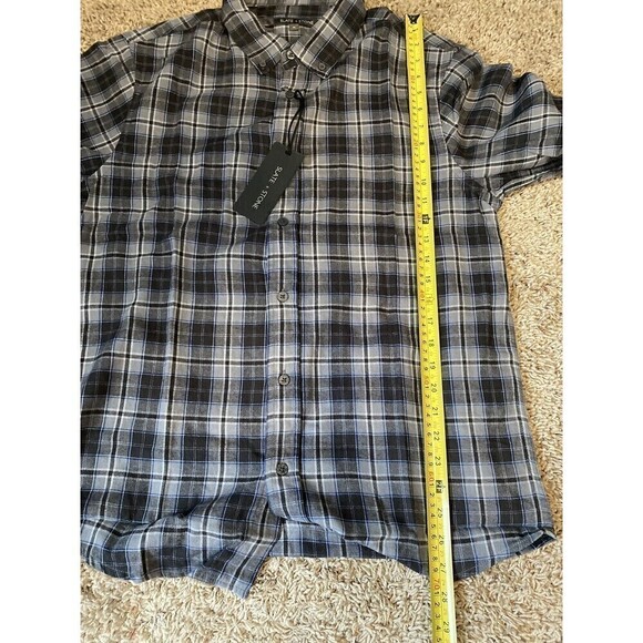 SLATE & STONE Men’s Medium Cotton FLANNEL Long Sleeve Shirt Gray Plaid NEW - Picture 8 of 8
